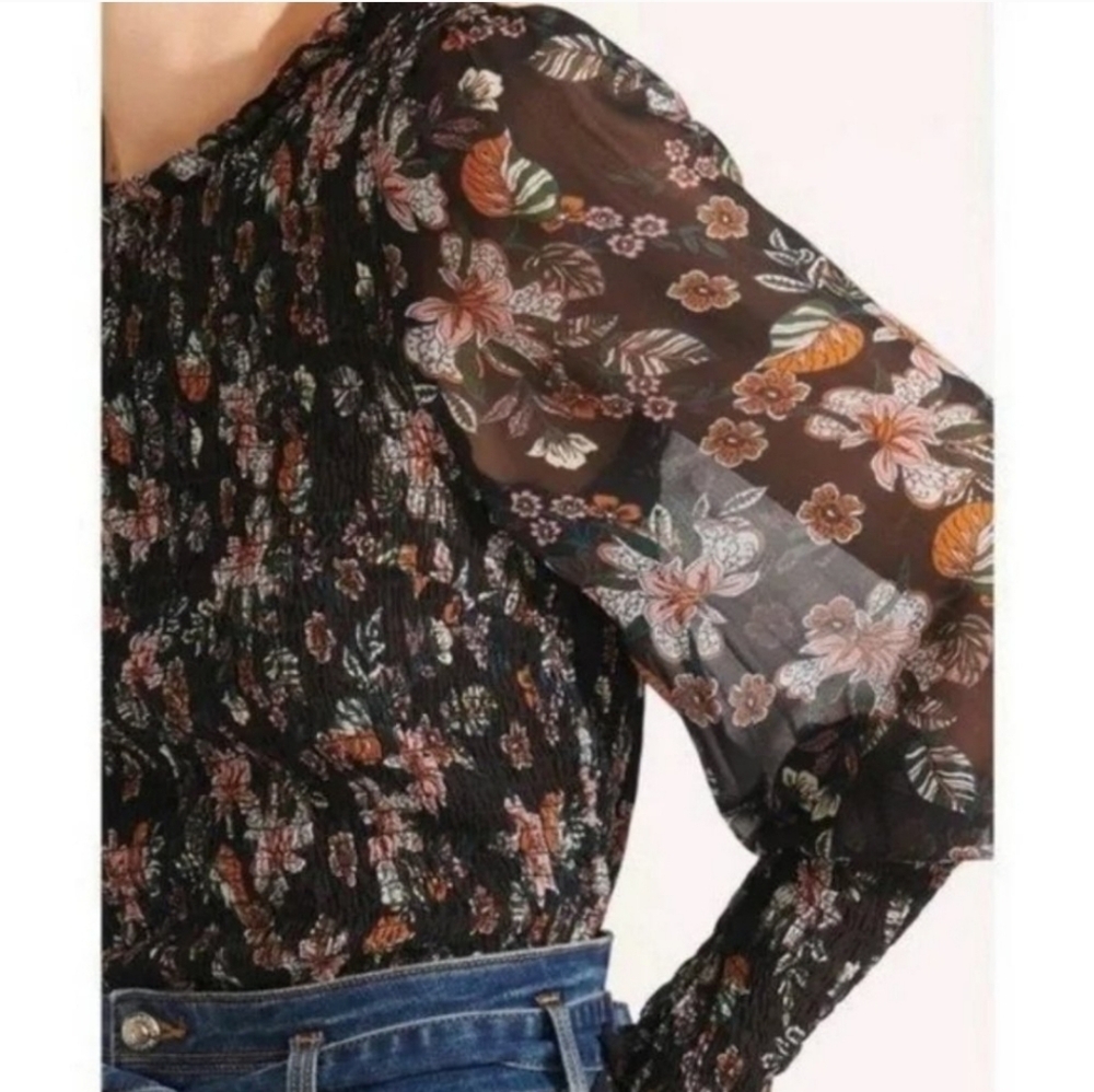 Veronica Beard Faire Floral Smocked Top Size 4 - Picture 3 of 16